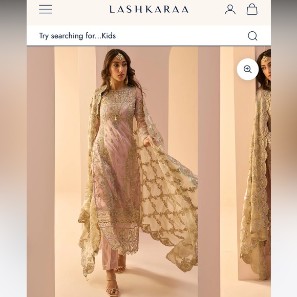 Lashkaraa Dusty Pink Embroidered Straight Suit - Picture 1 of 5